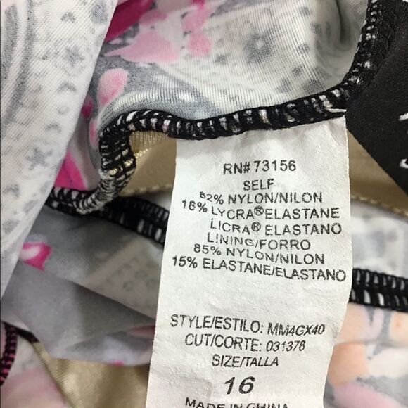 Maxine Of Hollywood Floral Print One Piece Swimsuit Good Condition Size 16 - Picture 7 of 12